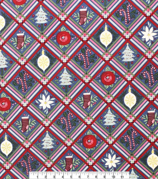 Ornaments on Blue Plaid