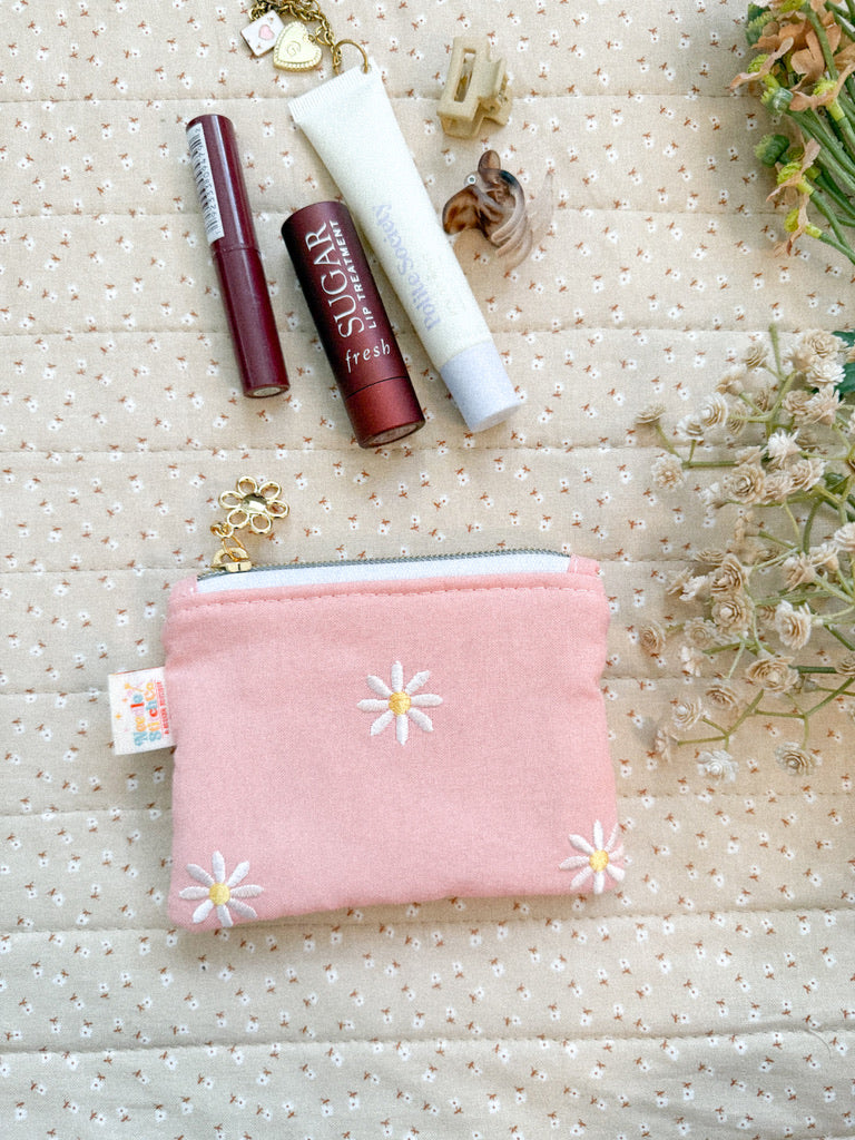 Embroidered Mini Daises Pixie Pouch