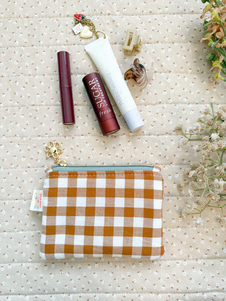 Roasted Pecan Gingham Pixie Pouch