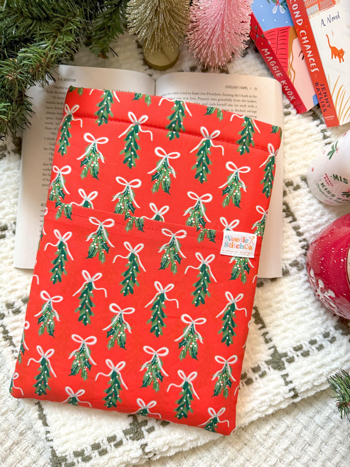 Mistletoe and Holly in Festive Red