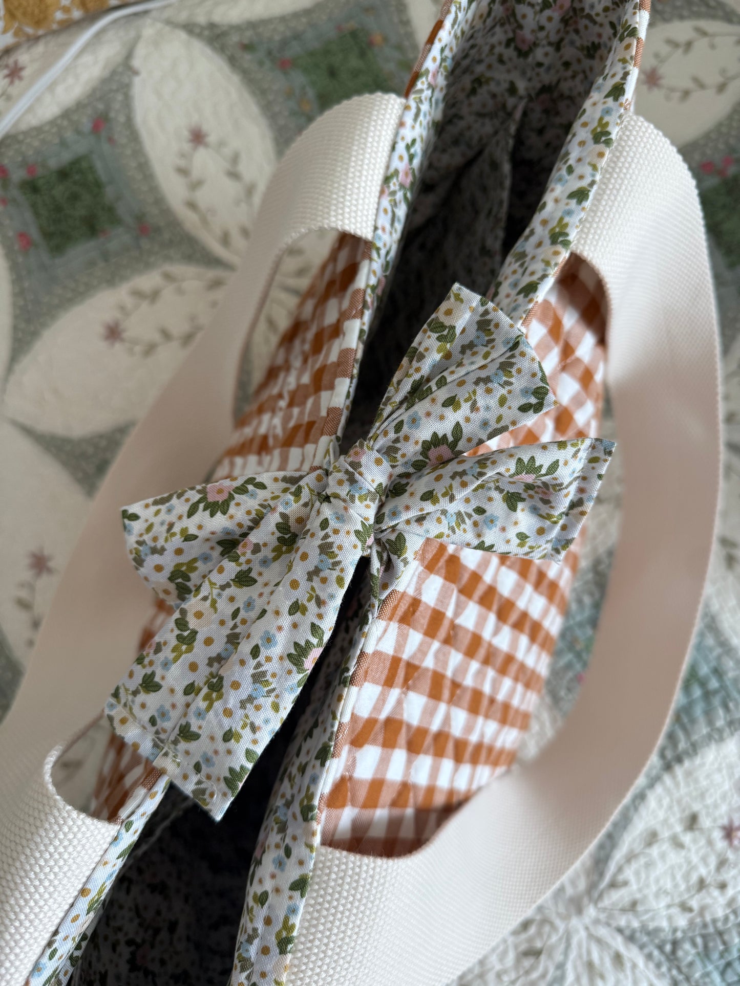 Quilted Gingham Tote Bag