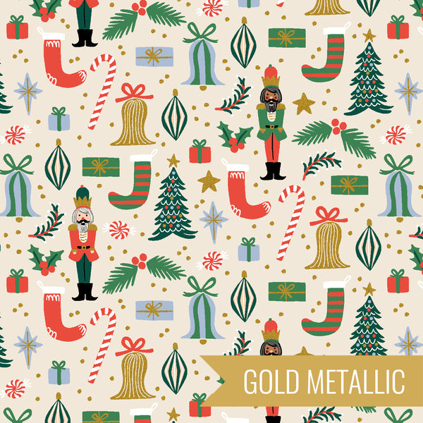 Deck the Halls in Cream Metallic