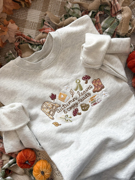 Autumn Leaves & Cozy Embroidered Sweatshirt