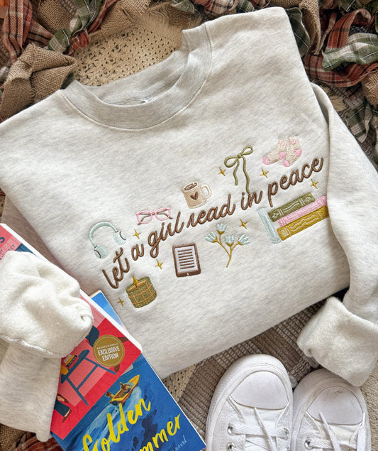 Let a Girl Read in Peace Embroidered Sweatshirt