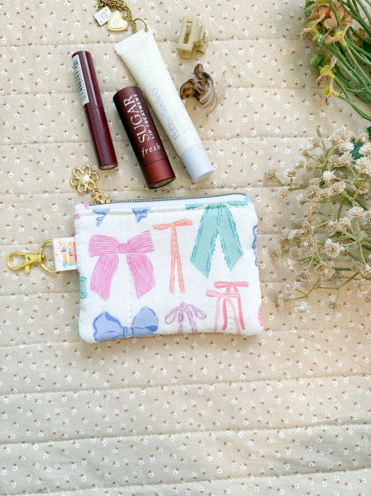 Pastel Bows Pixie Pouch with Hook Clasp
