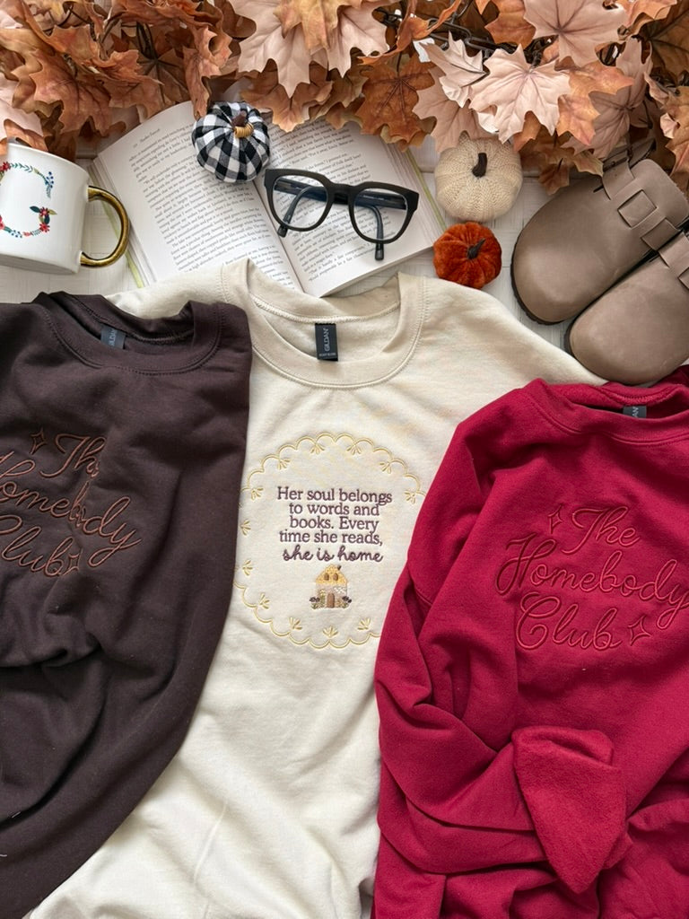 She is Home Embroidered Sweatshirt - Sand