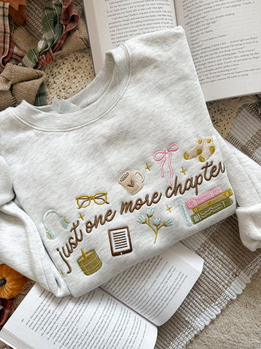 Just One More Chapter Embroidered Sweatshirt