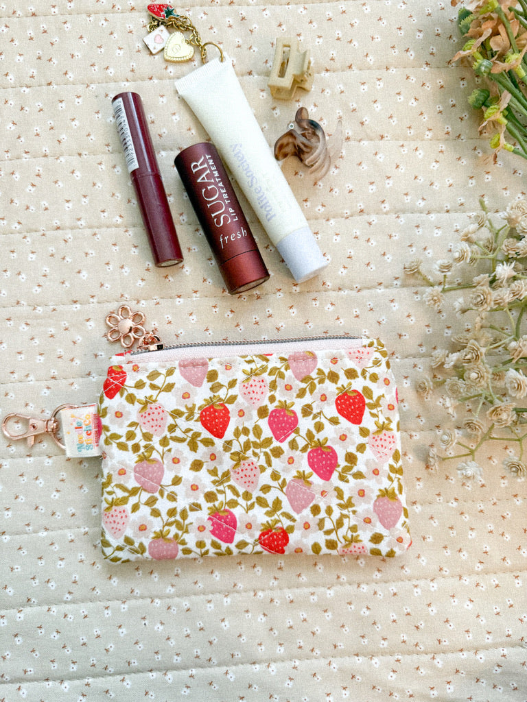 Berry Vines in Strawberry Pixie Pouch with Hook Clasp