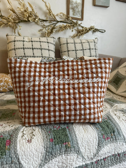 Quilted Gingham Tote Bag