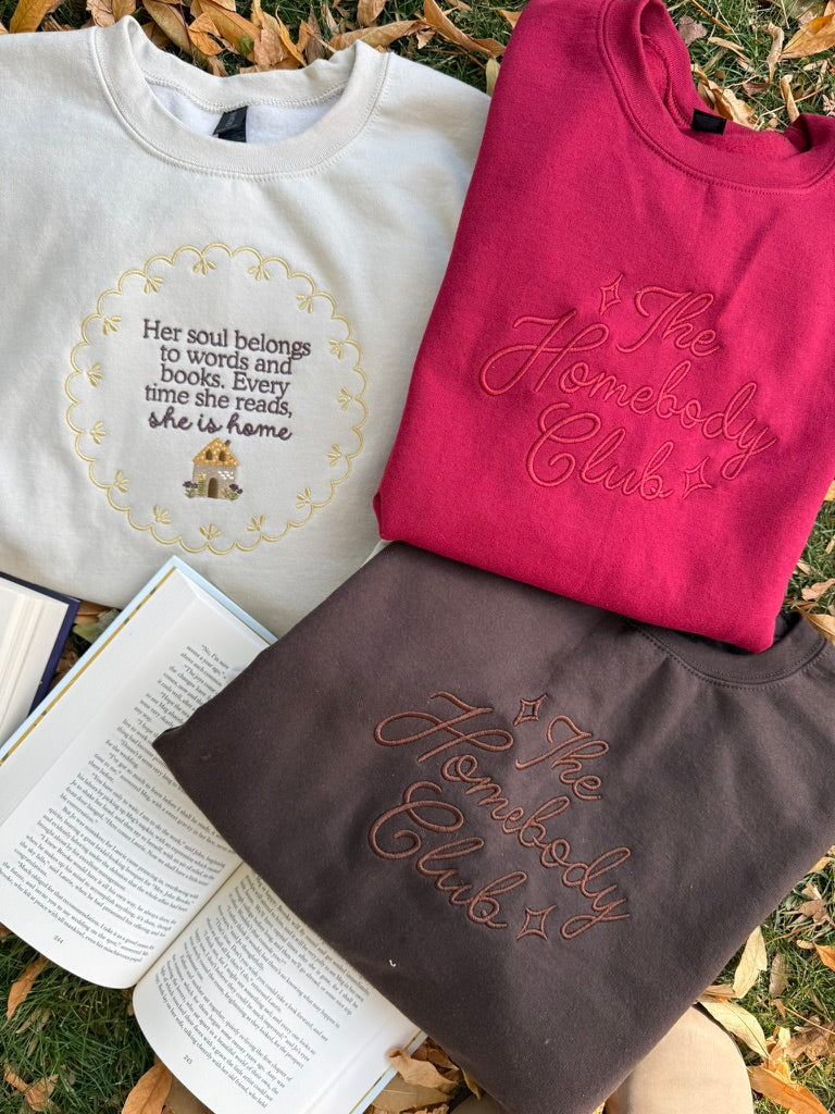 She is Home Embroidered Sweatshirt - Sand