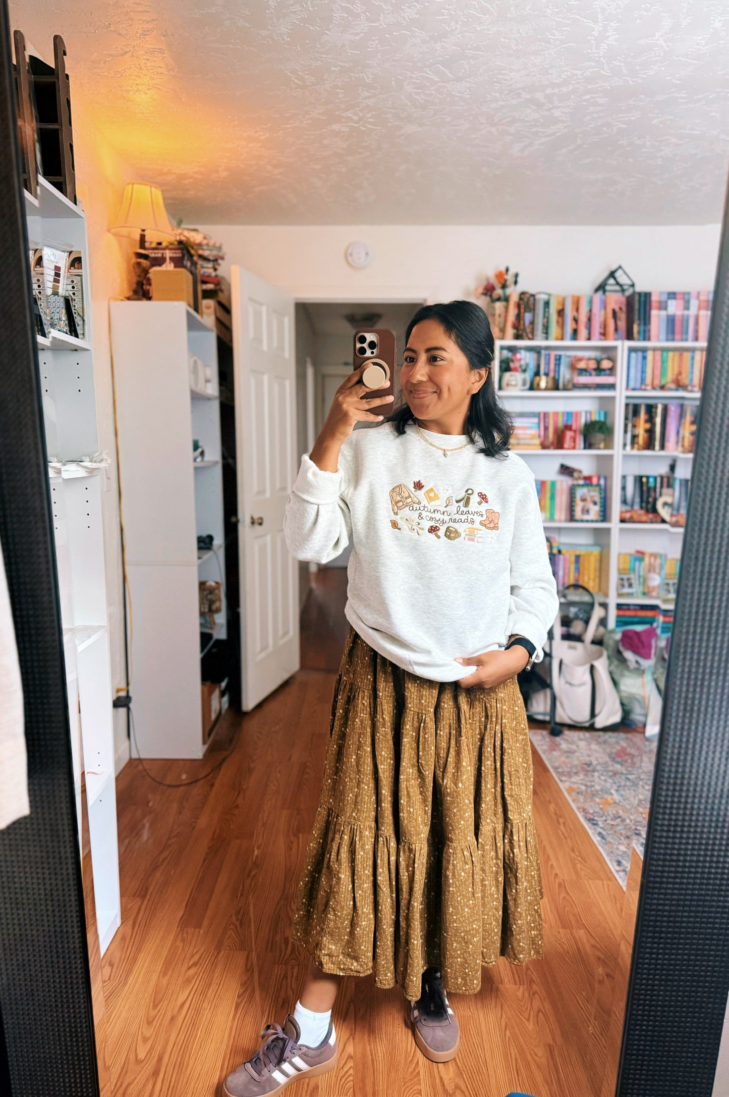 Autumn Leaves & Cozy Embroidered Sweatshirt