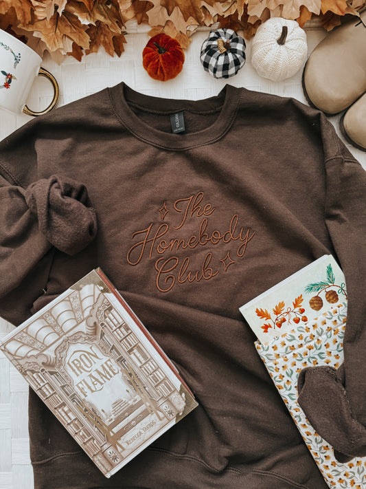 The Homebody Club Embroidered Sweatshirt - Cocoa