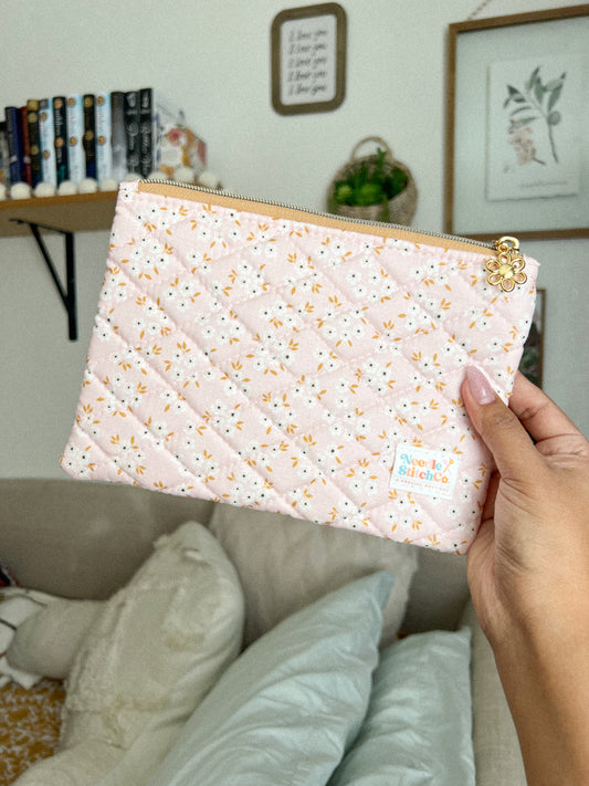 Ditsy Floral in Blush Quilted Pouch