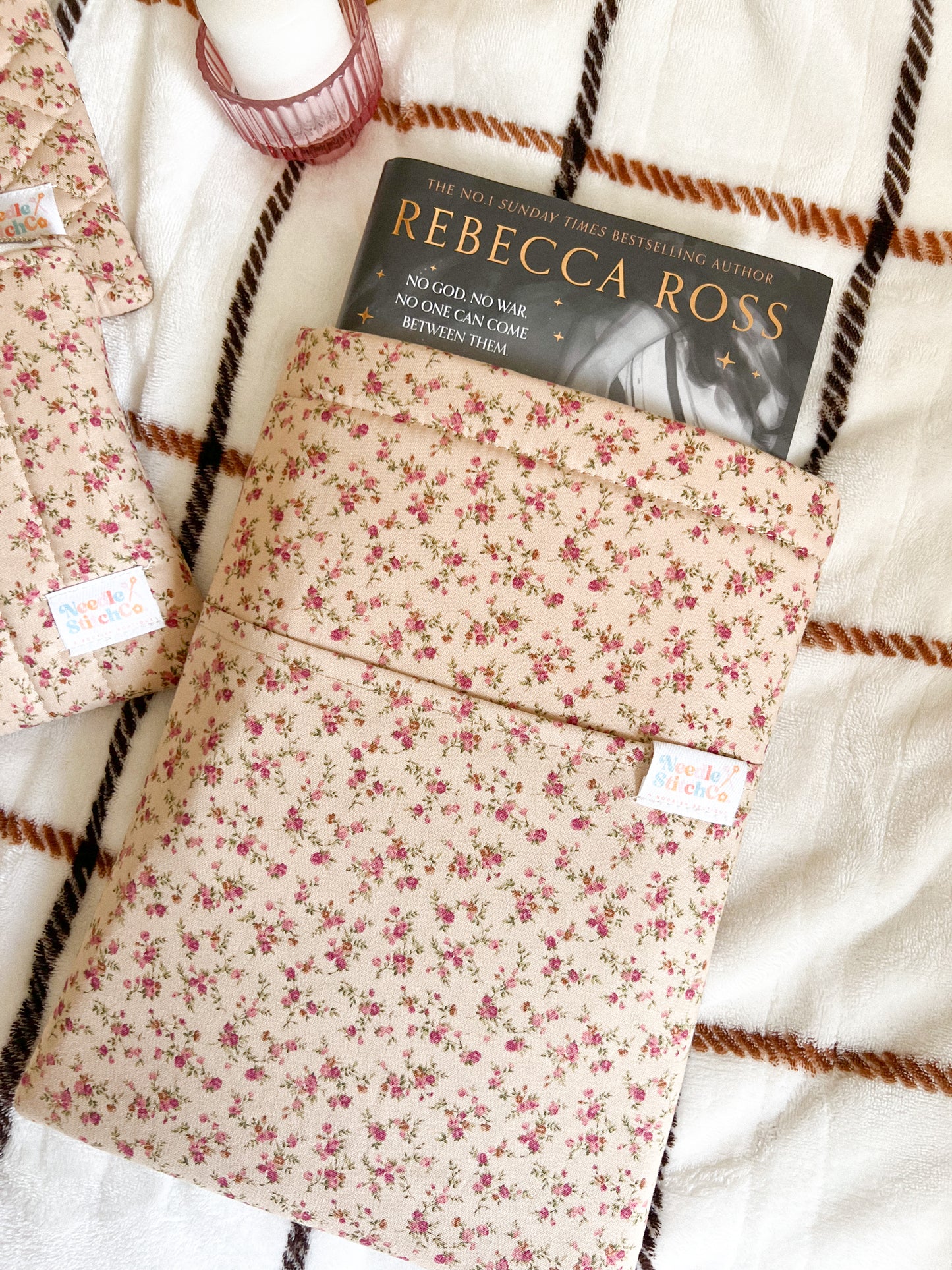 Mini Rose Floral on Tan Quilted Pouch