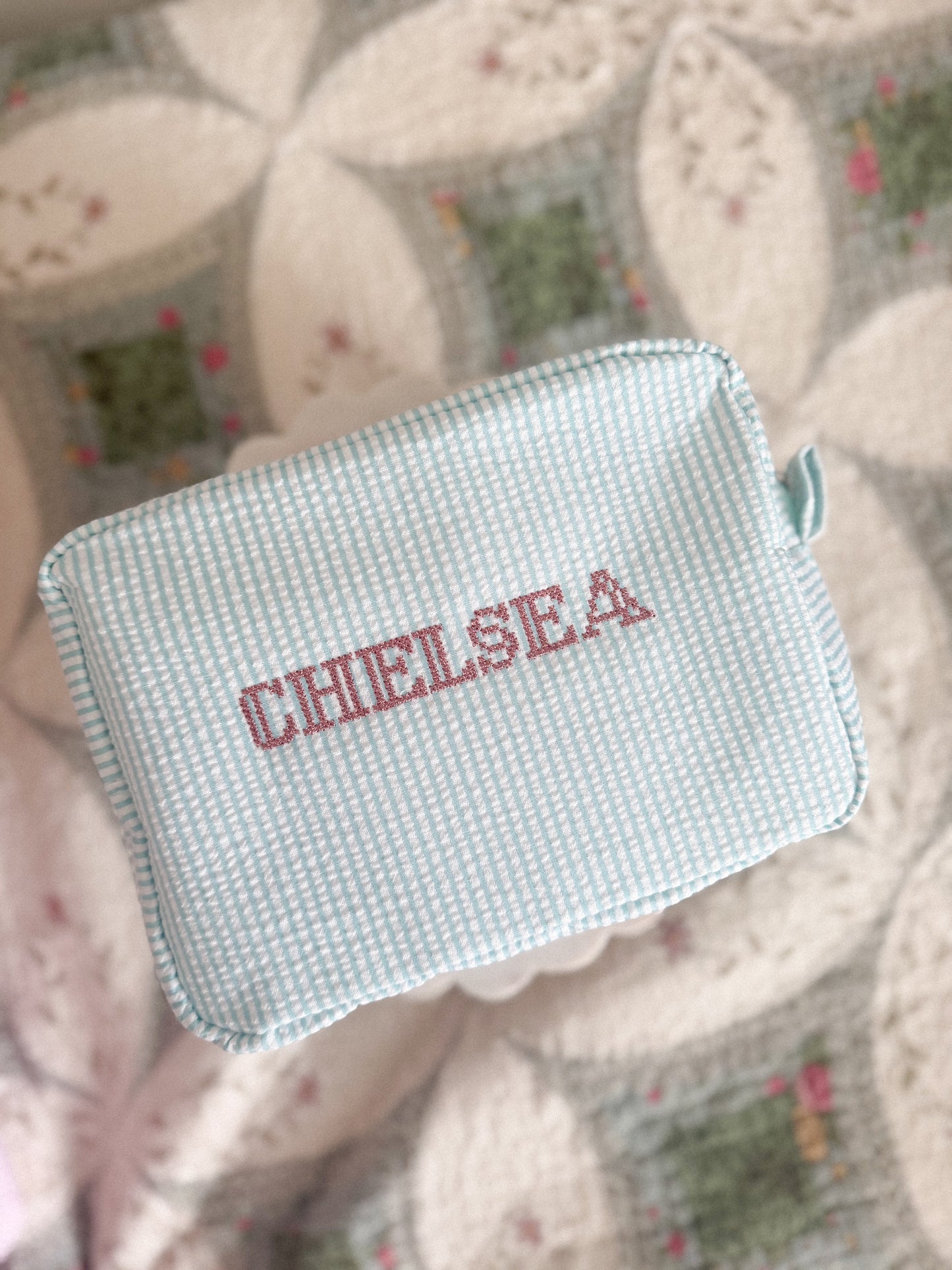 Embroidered Boxy Pouch